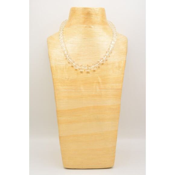 Vintage Clear Glass Crystal Necklace Faceted Beaded Sparkling Chunky 60s Bin2C - Picture 6 of 12